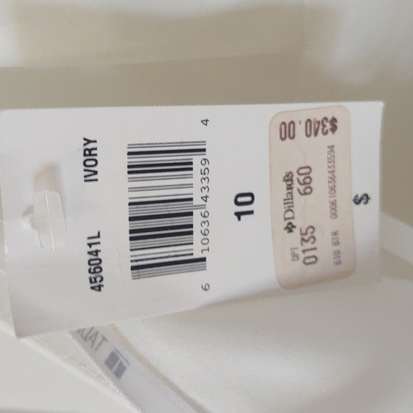 Tadashi Silk Ivory Full Length Formal Dress Halter Neck Sz 10 NWT - Picture 9 of 11